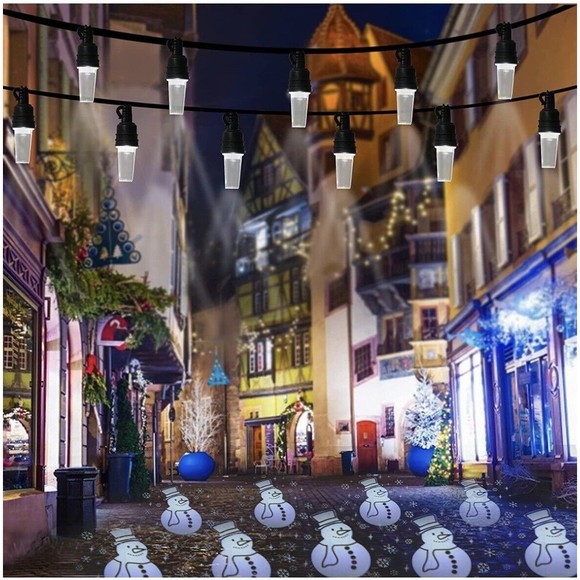 10 LED Snowman Scene Projector String Lights Christmas Cool White 14.5ft - NEW - Picture 3 of 11